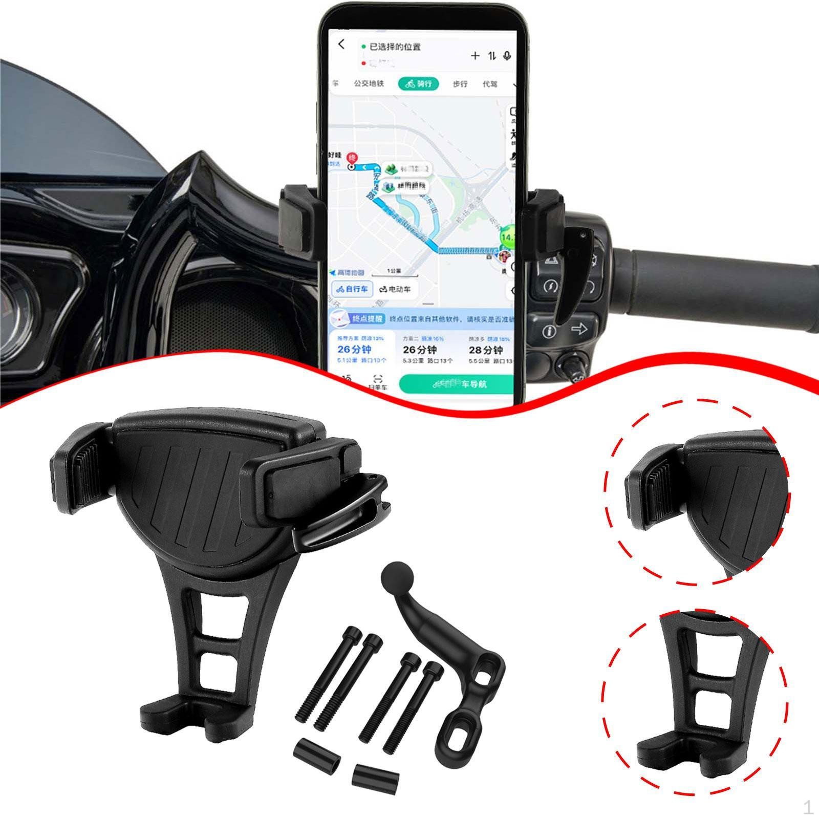 

Phone Holder W/ Offset Bracket Easy Installation Motorcycle Devices Stand for Rh975S Special чорний