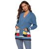 Autumn and Winter Women's Thickened Cardigan Colour Blocking Pockets Single-breasted V-neck Casual Jumper