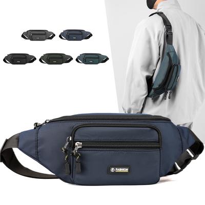 Men's Pockets New Leisure Sports Travel Shoulder Bag Lightweight Nylon Cloth Riding Chest Large Capacity Slung Backpack.