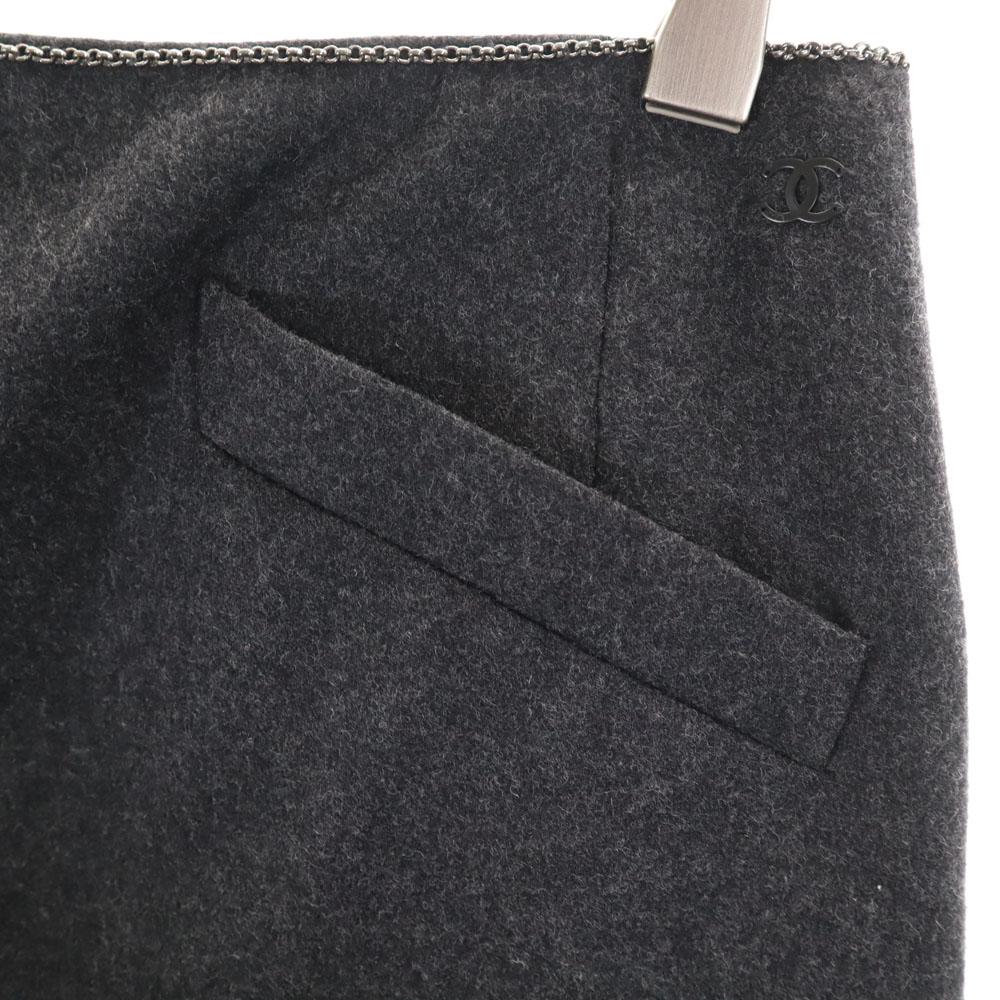 CHANEL French wool blend Midi Skirt 38 Charcoal gray Women Used