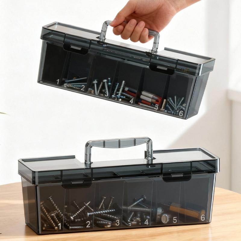 Clear Plastic Tool Box With Handle And Multiple Dividers Clear Parts Organizers For Industrial Parts And DIY Projects