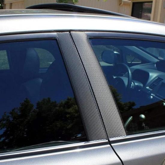 6pcs Carbon Fiber Pillar Posts For Honda Civic 2006~2011 Set Door Trim Cover Kit