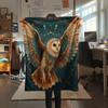 Winged Owl  Print Flannel Blanket, High Quality Comfortable for All Seasons, Home Decor, Warmth and Comfort