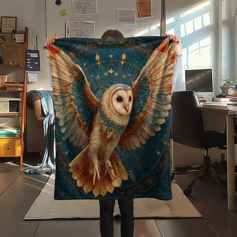 Winged Owl  Print Flannel Blanket, High Quality Comfortable for All Seasons, Home Decor, Warmth and Comfort