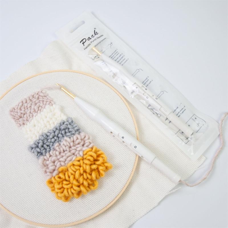 Adjustable Punching Needle Tool With 5 Embroidery Cloth and Threader 5mm Needle Tip For Embroidery Crafting Project