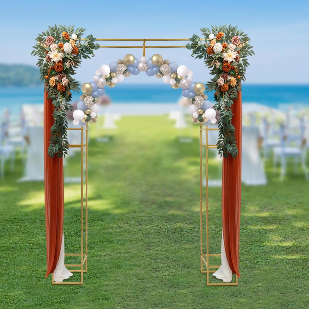 Metal Balloon Arch Bracket, 7.9ft Photography Background Prop, Double-frame Party DIY Decor Rack,Garden Plant Art Climbing Frame