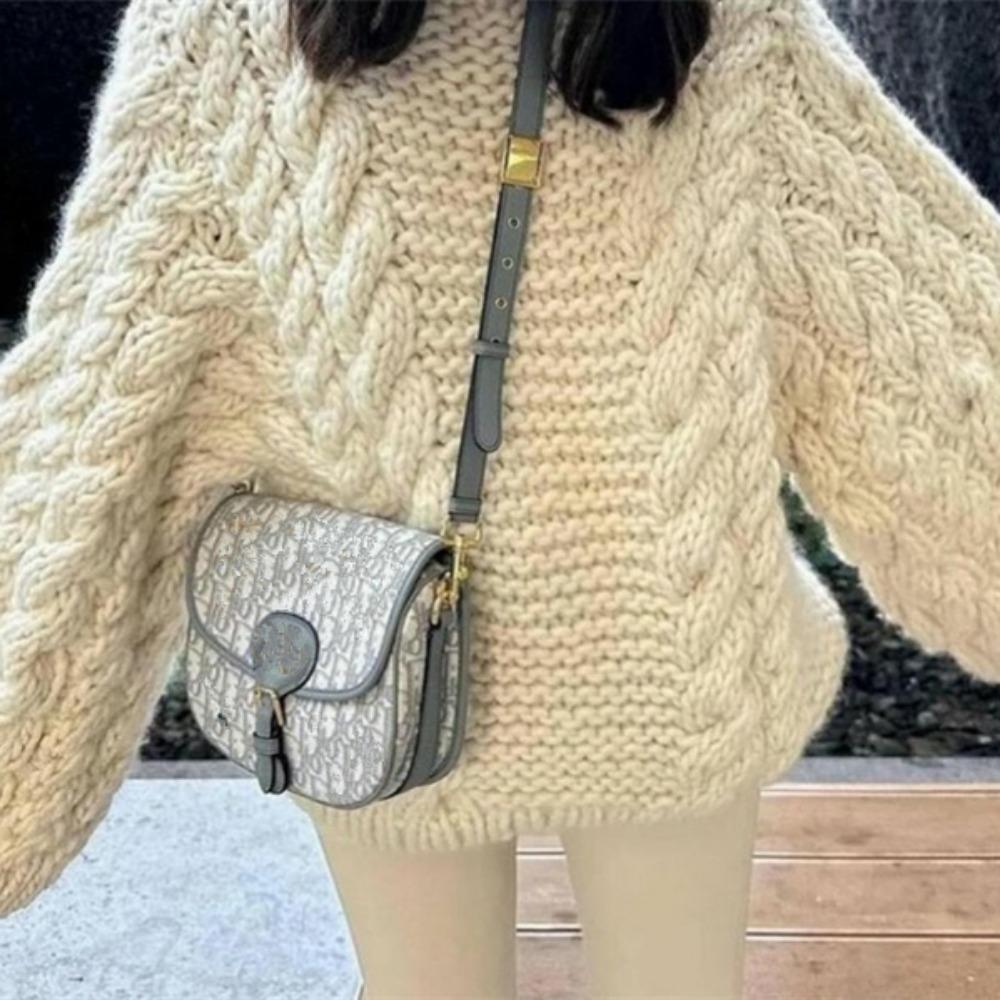 Oversize Knit Pullover Women Casual Lazy Round Neck Kink Solid Sweater Female 2024 Autumn Winter Loose Sleeves Knitwear Lady