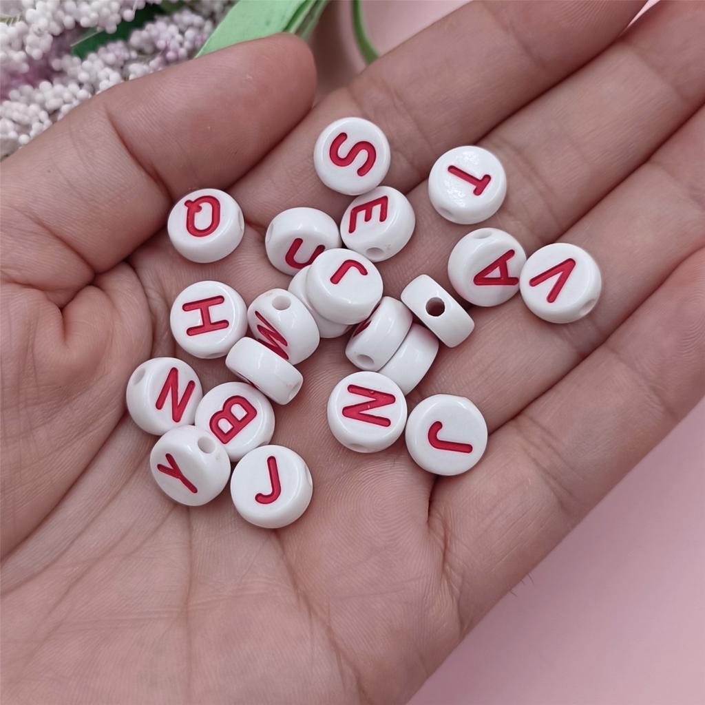 100Pcs 10mm For Jewelry Making DIY White Colorful Letter Loose Beads Necklace Bracelet Pendant Candy Color