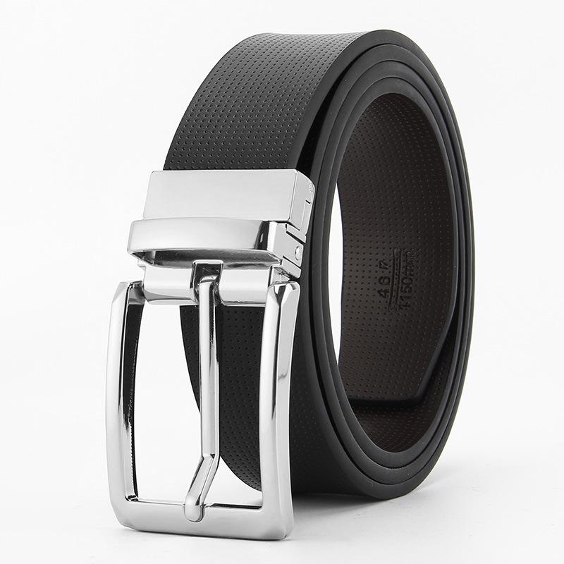 Pin Buckle Belt for Men  Double Sided Genuine Leather Casual and Fashionable Belt Rotating Buckle