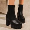 Women's Plus Size Chunky Heel Ankle Boots with Side Zip - 2025 Winter Collection