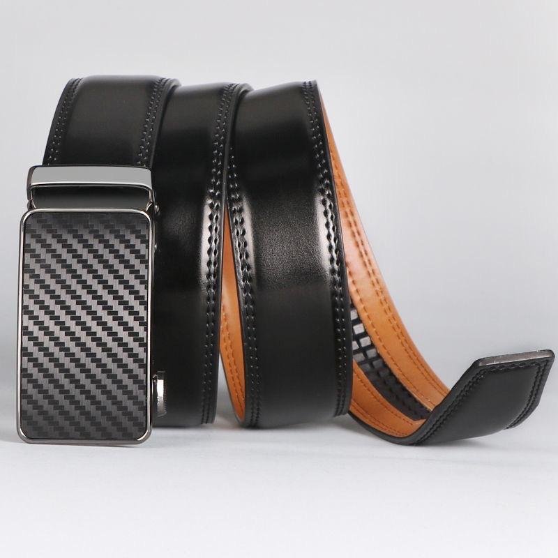 Business Automatic Buckle Korean Style Trendy Belt Men's Genuine Leather Belt Cowhide High-grade Belt