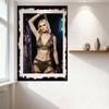 Sexy Blonde Woman Military Outfit Tin Sign Vintage Metal Poster with Gritty Industrial Background for Bar Home Wall Decor