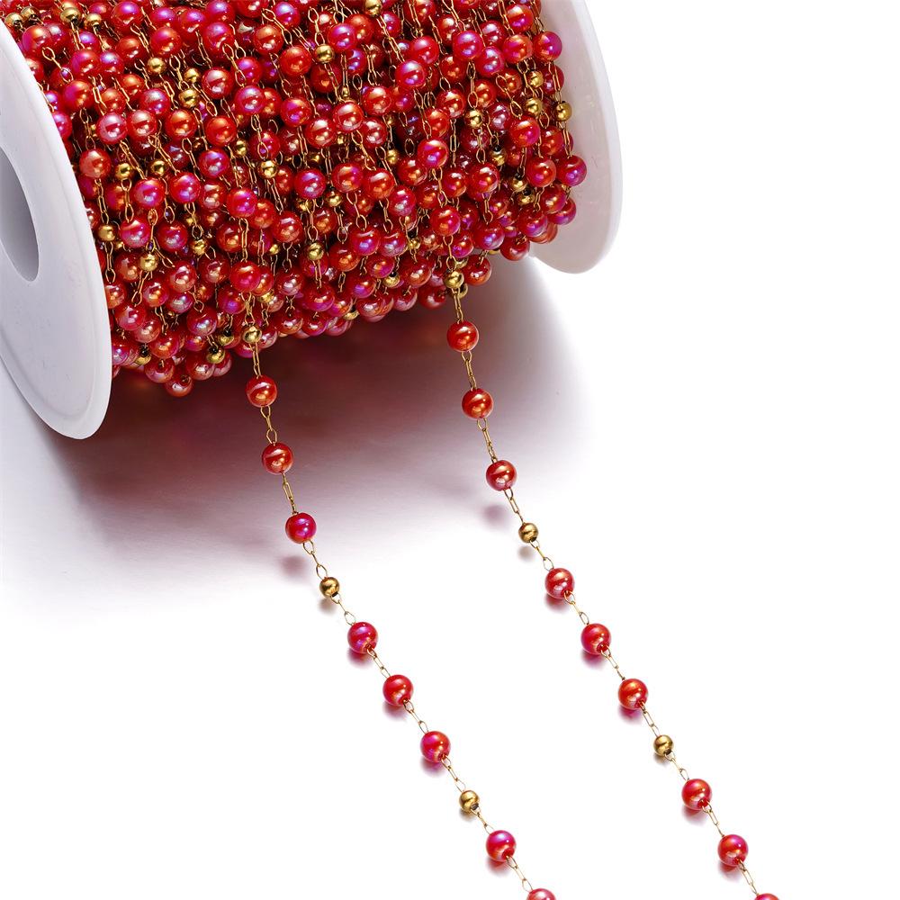 Chaîne à billes colorées œil de chat en acier inoxydable d'1 mètre pour bijoux DIY