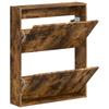 Wall Mounted Shoe Cabinet HAARLEM 71 X 17 X 86 Cm Smoked Oak