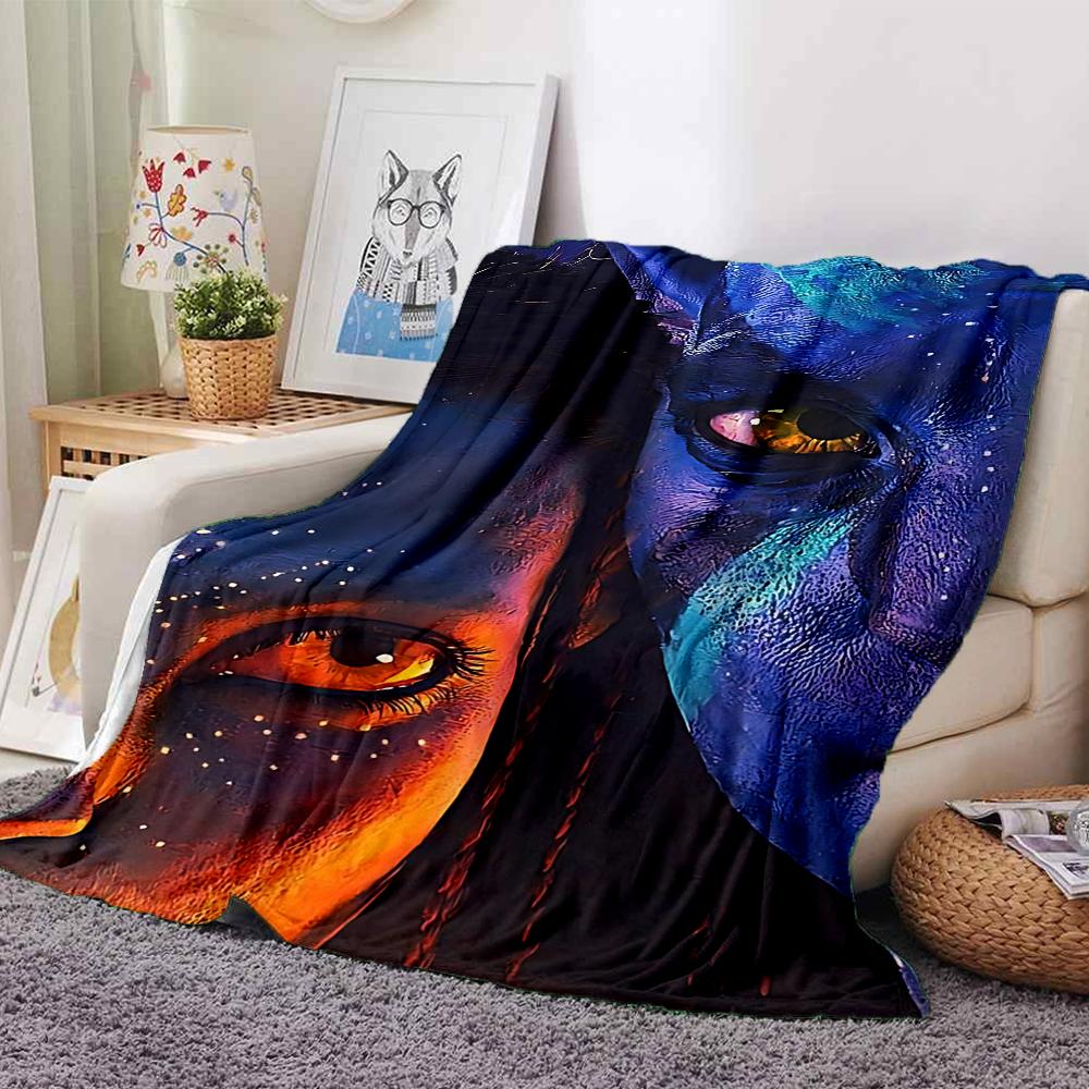 1Pc Fiery Demon Artwork Blanket For Couch Bed Plush Cozy Fuzzy Blanket Super Soft Warm Blankets For Fall And Winter 0918289