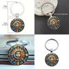 Cute Sun Moon Glass Pendant Keyring Portable Key Organizer For Gift Or Personal Use