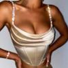 Diamond Chain Sling Female Slim Solid Color Corset Sexy Sleeveless Vest Top Female In Europe and America