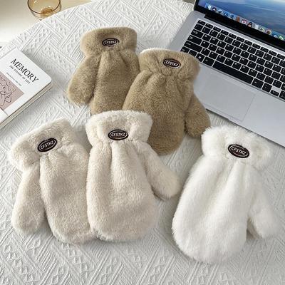 Thick Velvet Plush Winter Gloves with Lanyard - Cold & Frost-Proof for Students & Cyclists