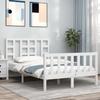VidaXL Bed Frame with Headboard White 120x200 Cm Solid Wood 3191967