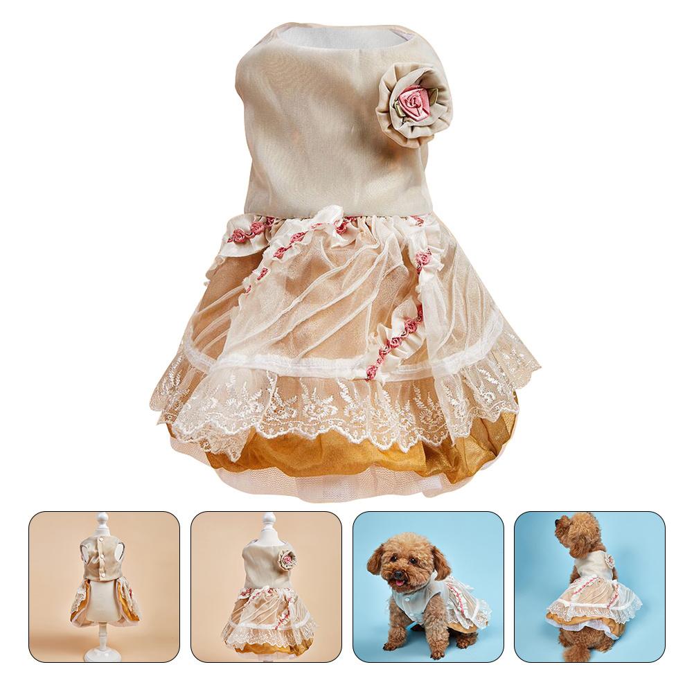 Puppy Rose Wedding Dress Dog Dress Skirt Satin Mesh Party Dog Skirt Lovely Pet Clothes Pet Clothes Puppy Costume