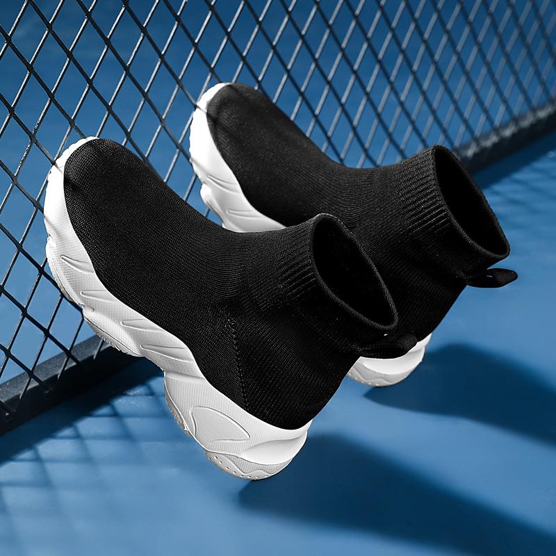 Women's High Top Socks, Sports Shoes, Solid Color Knitted Sleeves, Breathable Outdoor Walking Sports Shoes
