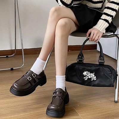 Britu stila retro ikdienas platformas bieza papēža mazas ādas kurpes sieviešu rudens un ziemas 2025 jaunas šņorējamas vienkāršas Mary Jane vienvietīgas kurpes