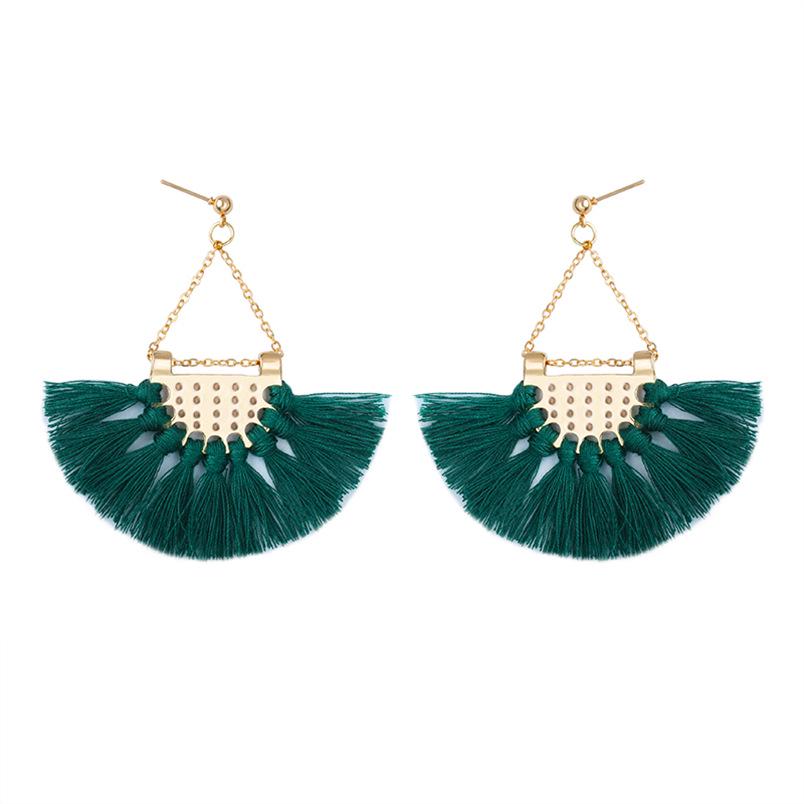 Ethnic Style Fashion Fan-shaped Tassel Earrings Bohemian Earrings Personalized Ear Jewelry ARI
