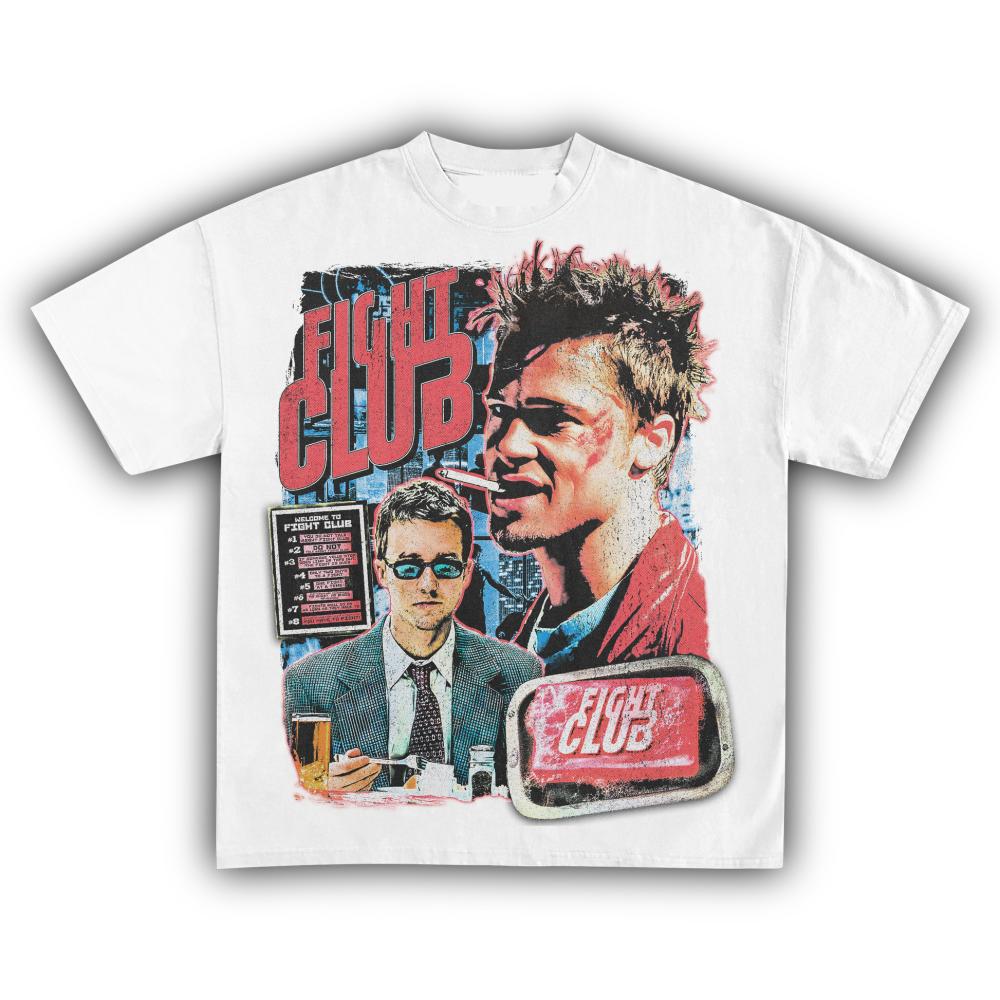 Fight Club Brad Pitt Edward Norton Koszulka Retro dla Mężczyzn Kobiet Vintage Kultowy Klasyczny Film Graficzna Koszulka Streetwear