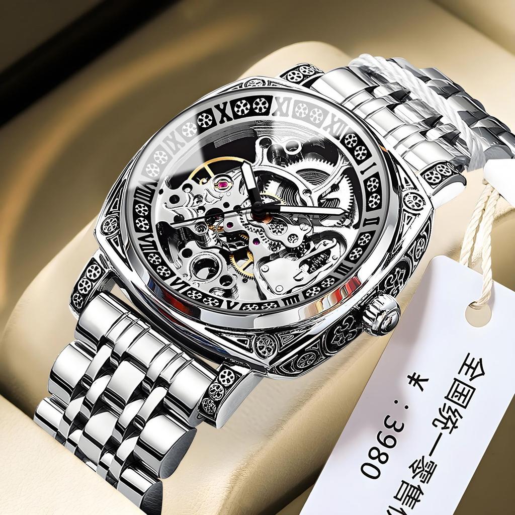 Binbond H1277 1277 Top Brand Luxury Leather Mens Automatic Watches Stainless Mechanical Wristwatch Waterproof Clock Reloj Hombre