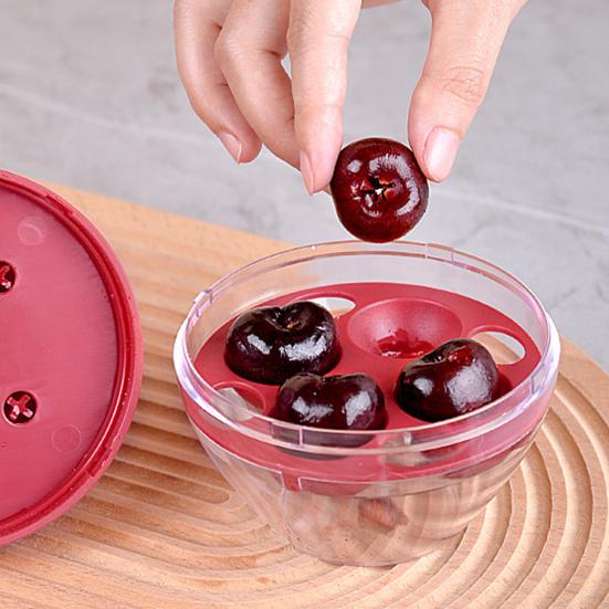 4-Hole Cherry Pitter Baking Fruit Pit Remover for Cherries Plums Multi-Functional Fruit Pitting Tool