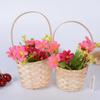Bamboo Hand-Held Flower Basket Multi-Purpose Decorative Storage Basket For Fresh Cut Flowers Artificial Blooms