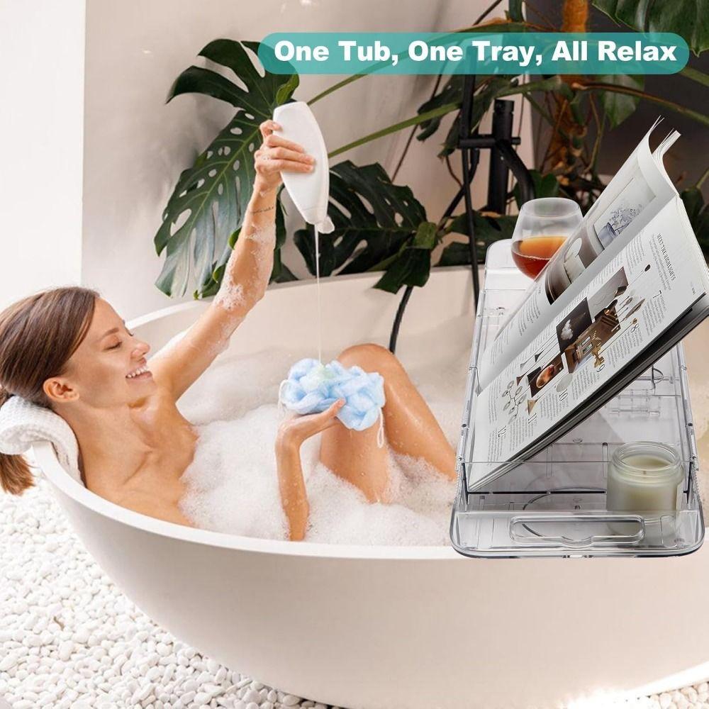 Scratchproof Mat Drain Bath Tub Shelf Anti-Slip Transparent Bathtub Table  Home
