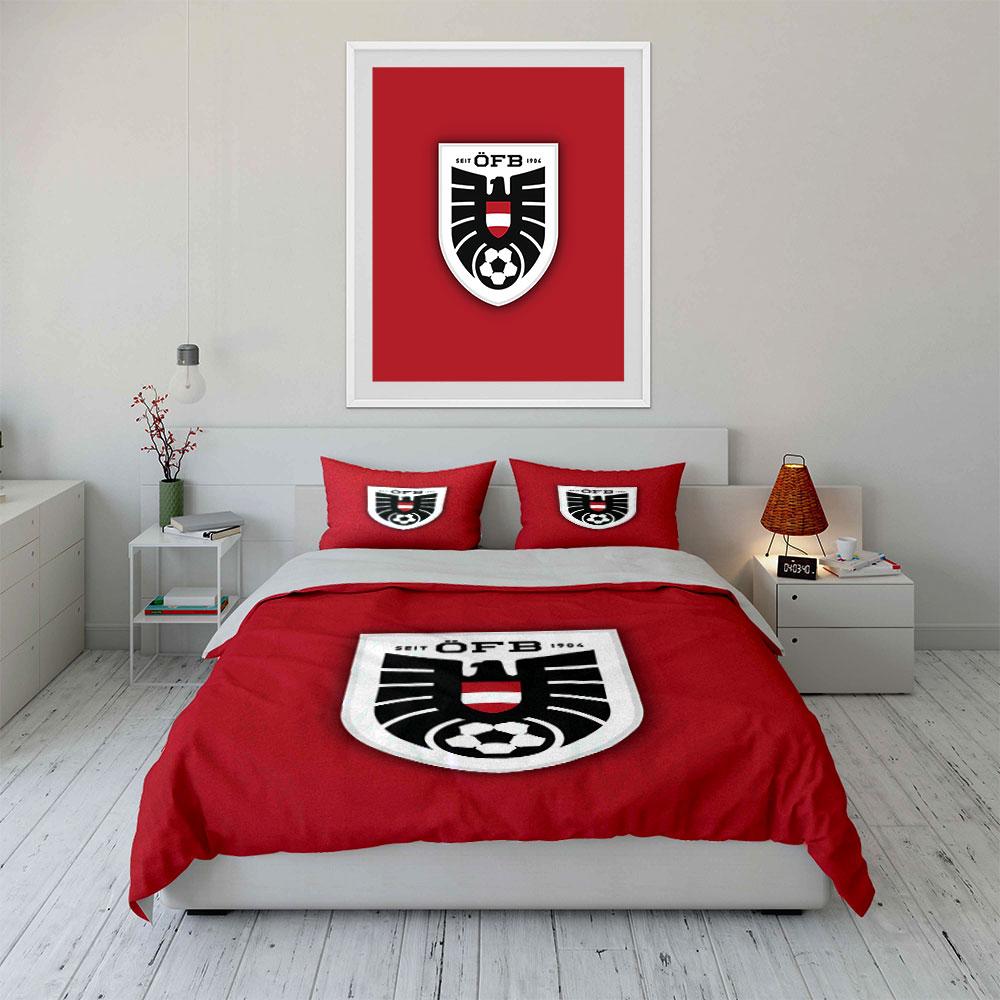 Set Biancheria da Letto Rosso con Logo ÖFB Set Copripiumino Copripiumino Federe (1 * Copripiumino 2 * Federe, senza piumino)