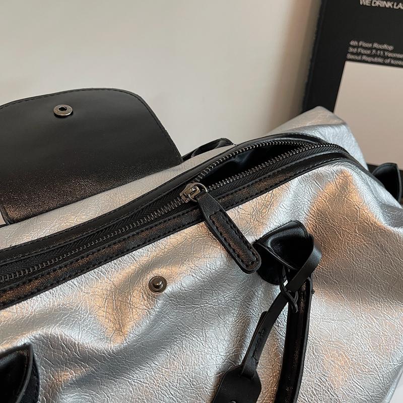 Women's Large Capacity PU Travel Bag Sports Fitness Storage Bag Tote Bag