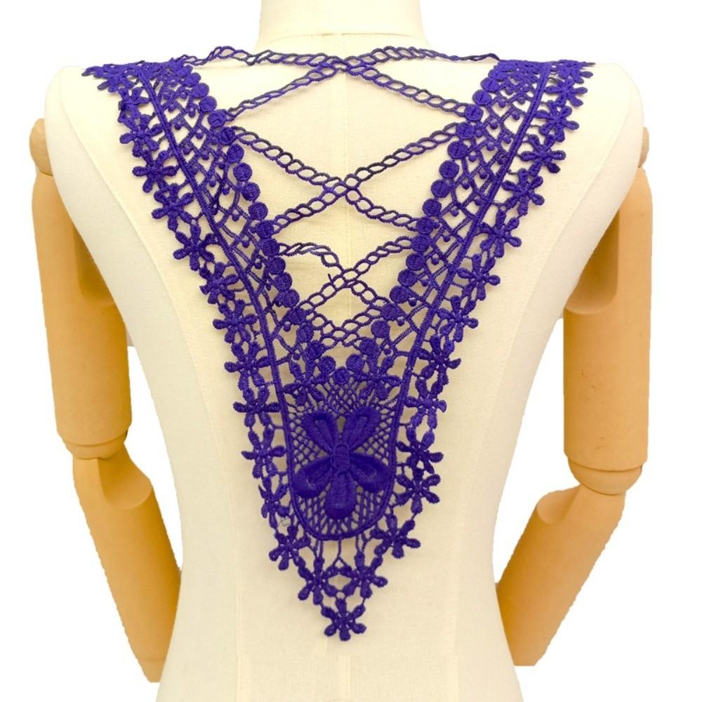 

Milk Silk Flower Neckline Collar DIY Embroidery Lace Applique Fabric Hollow Trim Lace Fabric фіолетовий
