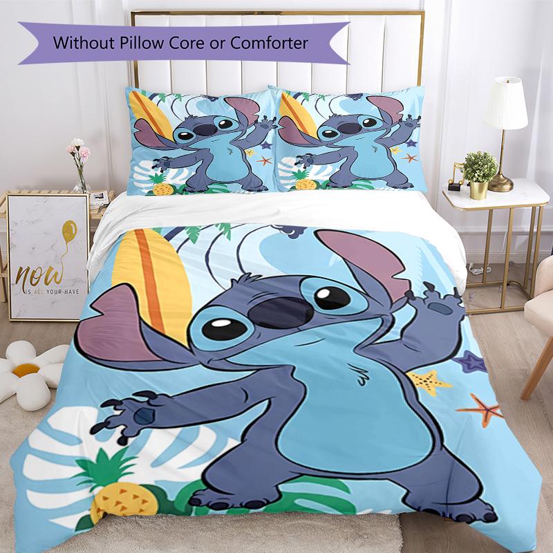 3pcs Stitch Bedding Set Duvet Cover Closure Includes 1 Duvet Cover & 2 Pillowcases, Soft and Comfortable for All Seasons.