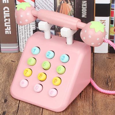 Drewniany Symulowany Telefon Stacjonarny Puzzle Wczesnej Edukacji Dziecięcej Zabawki Cyfrowe Poznawcze