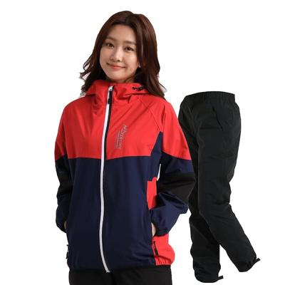 Arashiyama Regenbekleidung Oberteil und Golfregenberg zum Radfahren Größe Damen Set, Hose, Anzug, Regenmantel, Parka, Wasserdicht, Leicht, (Rot, S)