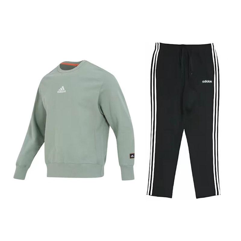 

Adidas Мужской комплект из однотонной свободной толстовки с принтом граффити и брюк с длинным рукавом, спортивный повседневный комплект IK7686+DU0456 XL