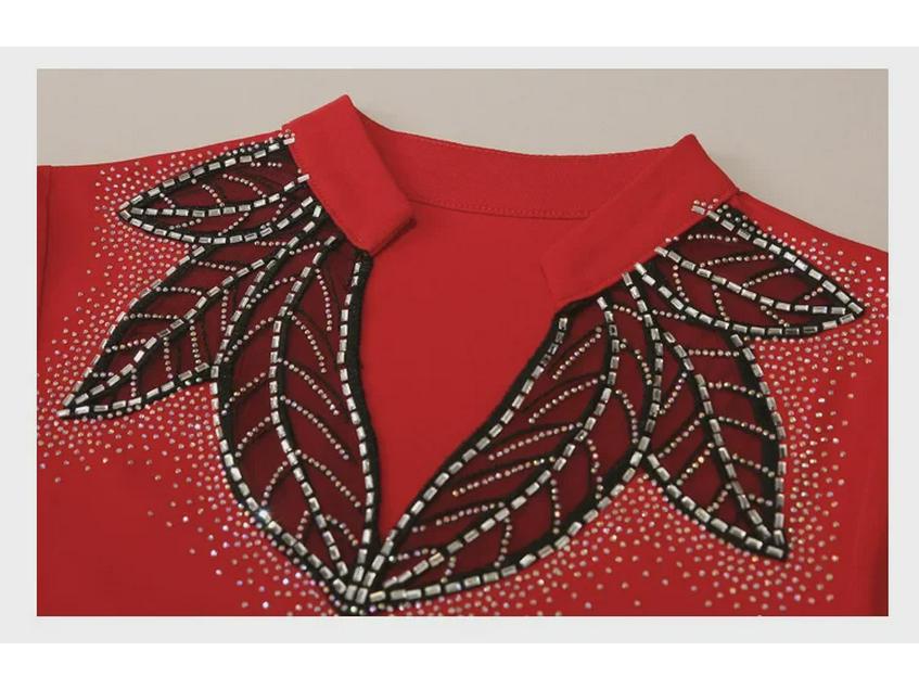 Bluză de toamnă 2023 de designer, slim fit, cu mâneci lungi, cu detalii hot diamond pentru femei