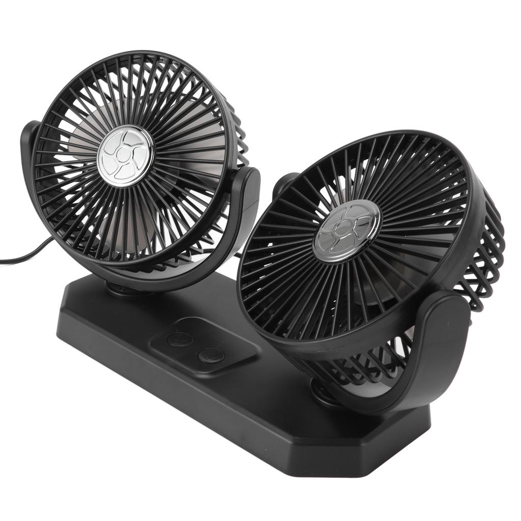 12V Double Head Electric Fan Double Control 3 Gears Strong Wind USB Charging Car Cooling Fan for