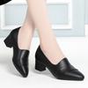 New Middle-aged Women's Pumps PU Leather Soft Sole  Non-slip Genuine Leather Casual 2024 Spring Non-slip Mid-heel Single Shoes