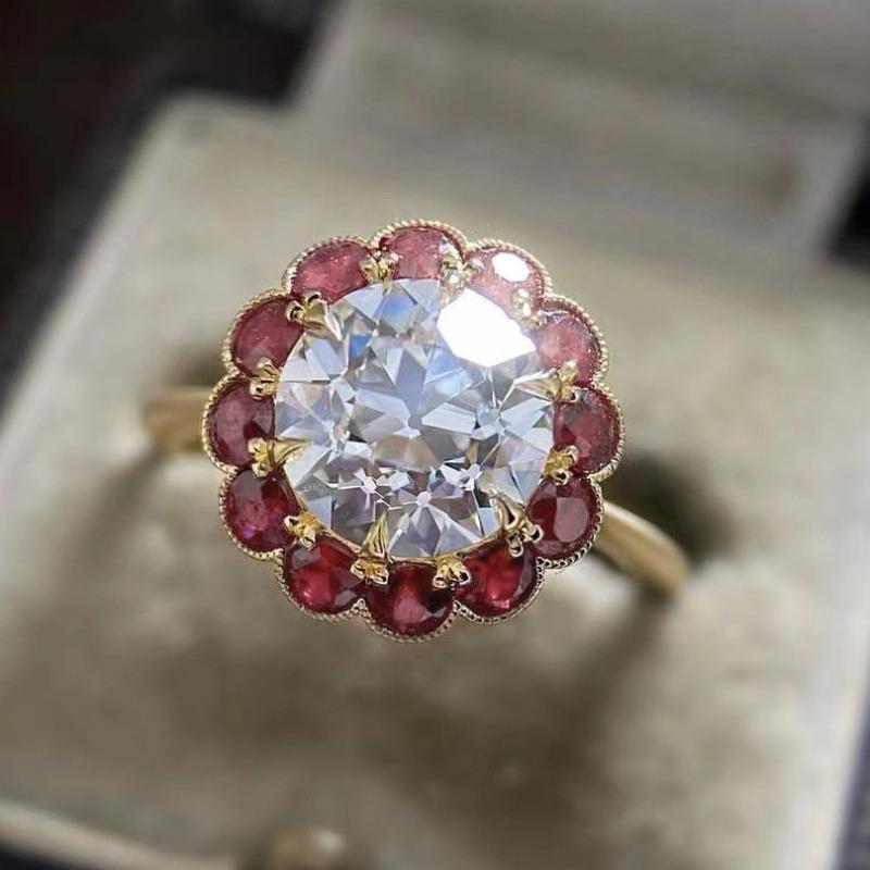 1Pc Fashionable Pomegranate Ring, Inlaid with Synthetic Zircon, Simple Style Multi-functional Ring