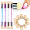 Double-Head Sponges Gradient Painting Pen 1Pcs Handle Painting Dotting Brush Clear Rhinestone Handle Nail Art Dotting Pen