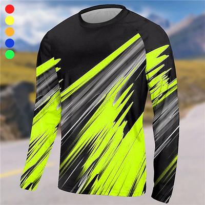 Men's Shirt Protection Outdoor RIDE ONeck Top Vertical Stripe T-Shirts Men's Long Sleeve High Quality Cycling Shirt