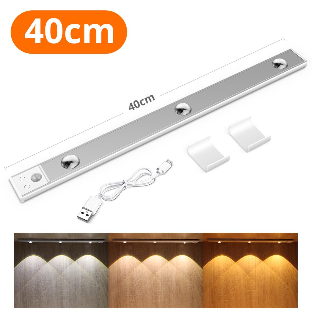 30/40cm Cat Eye LED Bar Night Light PIR Motion Sensor Spotlight USB Rechargeable Magnet Lamp For Under Kitchen Cabinet Bedroom