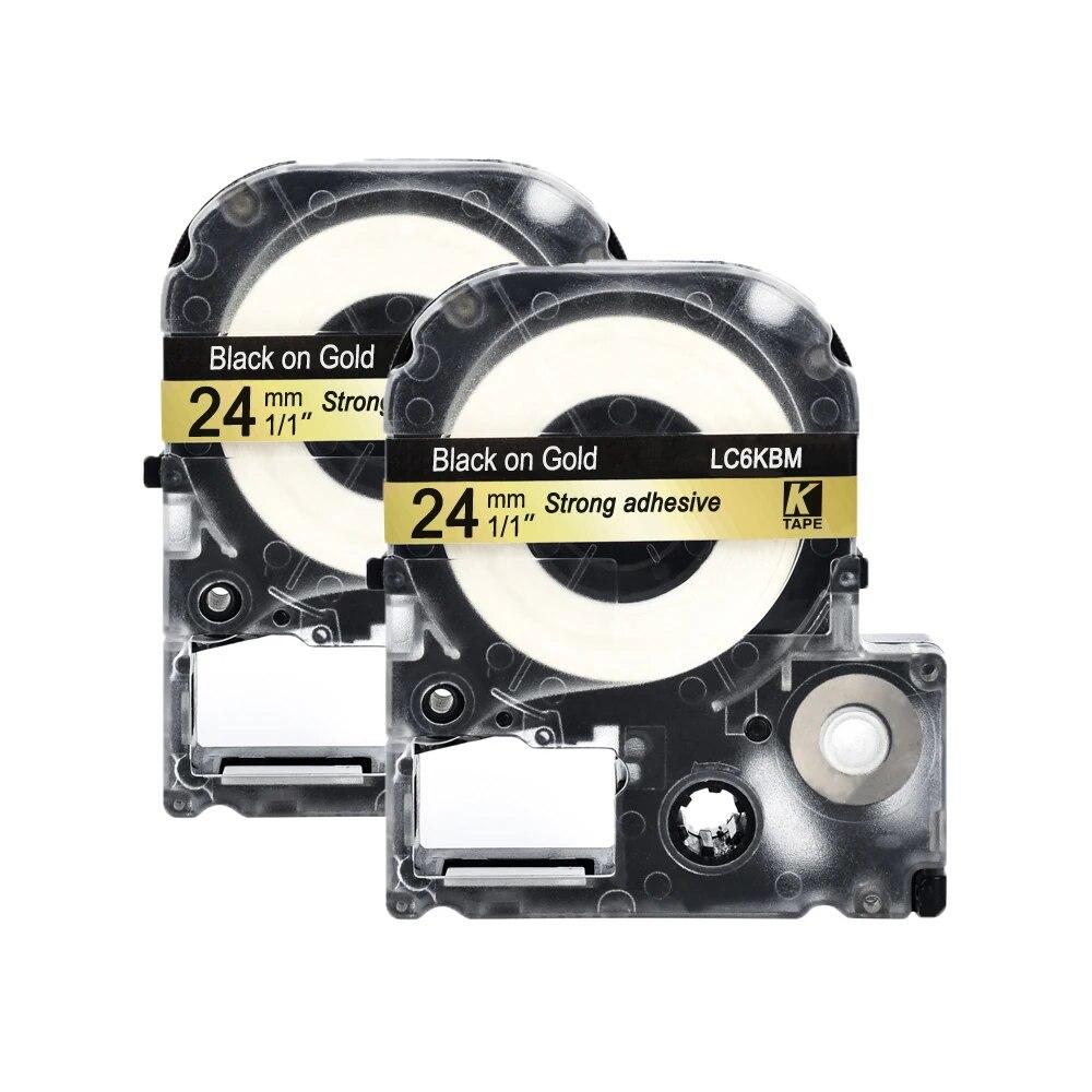 2 pachete de etichete multicolore de 24 mm Bandă de etichete compatibilă Epson LC-6WBN / SS24KW SC24RW SC24BW SD24K pentru imprimanta Epson LW400 500 600