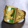 Premium Gold AU999 Men's Rings Fashionable Domineering Eagle Ring 24 Real Gold Large-picture Ring Inlaid Agate Cedar Ring