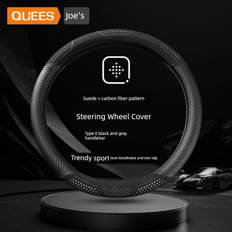 

Joe s Car Products 24 Years of Experience Perforated Sports Steering Wheel Cover New Model Car Steering Wheel Cover Grip Cover Car Accessories Round - Black Gray 38cm