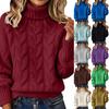 Damen-Strickpullover mit Rollkragen, langen Ärmeln, einfarbig und mit Zopfmuster